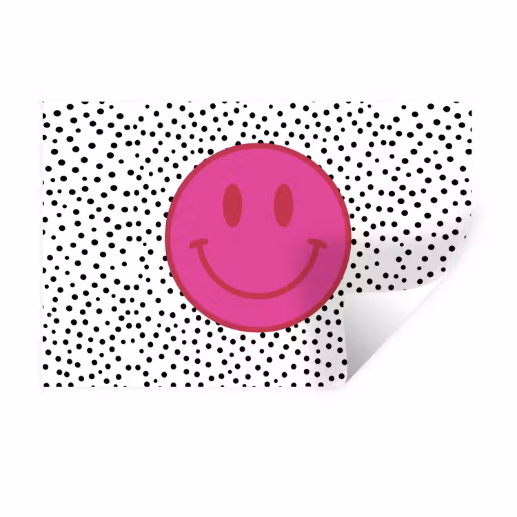 Smiley - Roze - Stippen Muursticker klein -3d