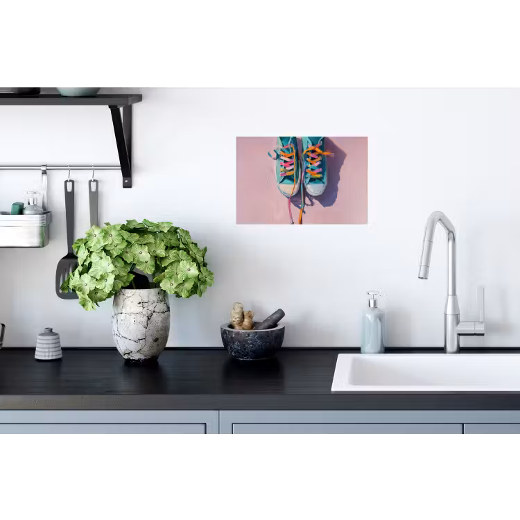 Sneakers - Veters - Kleurrijk - Schaduw Muursticker klein -keuken