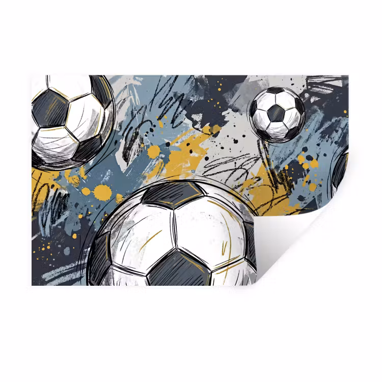 Voetbal - Abstract - Sport - Kleurrijk Muursticker klein -3d