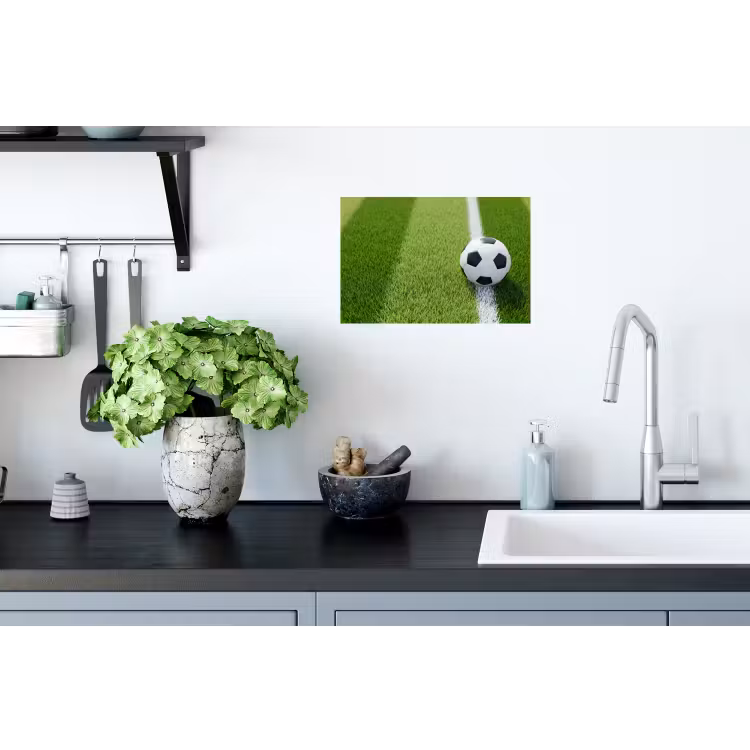Voetbal - Grasveld - Sport - Groen Muursticker klein -keuken