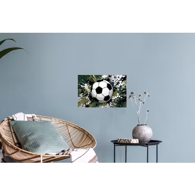 Voetbal - Verf - Spetters - Groen Muursticker klein -plant