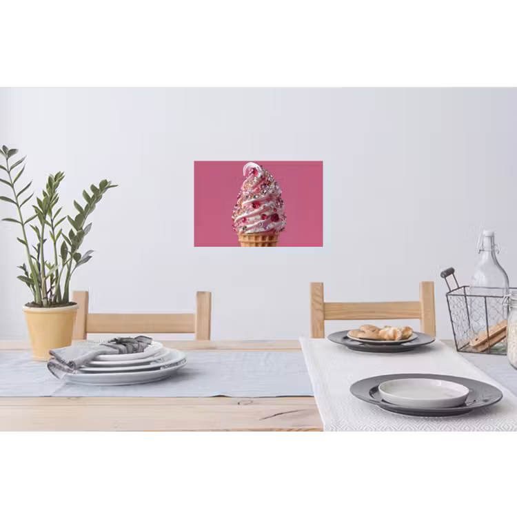 Softijs - Edelstenen - Roze - Hoorntje Muursticker klein -eettafel