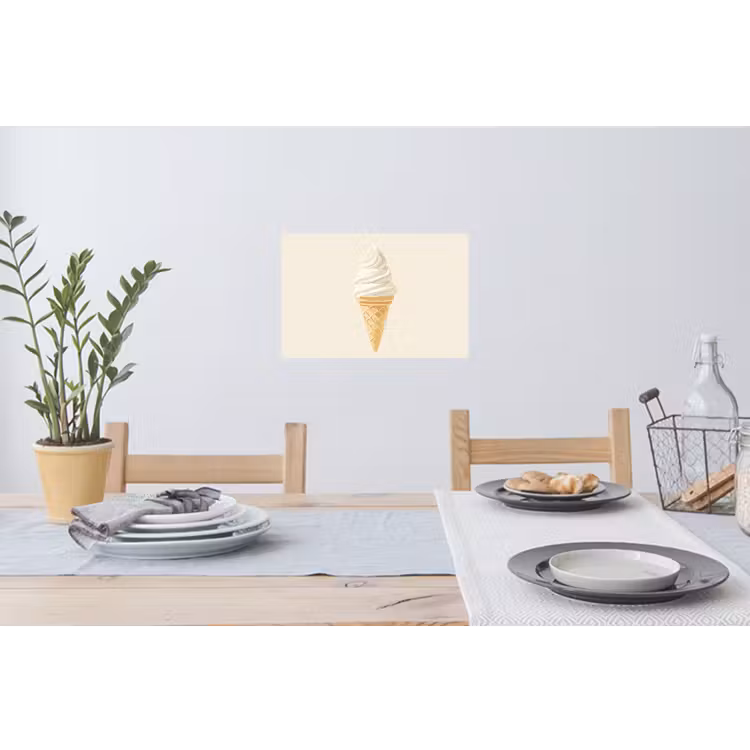 Softijs - Hoorntje - Wit Muursticker klein -eettafel