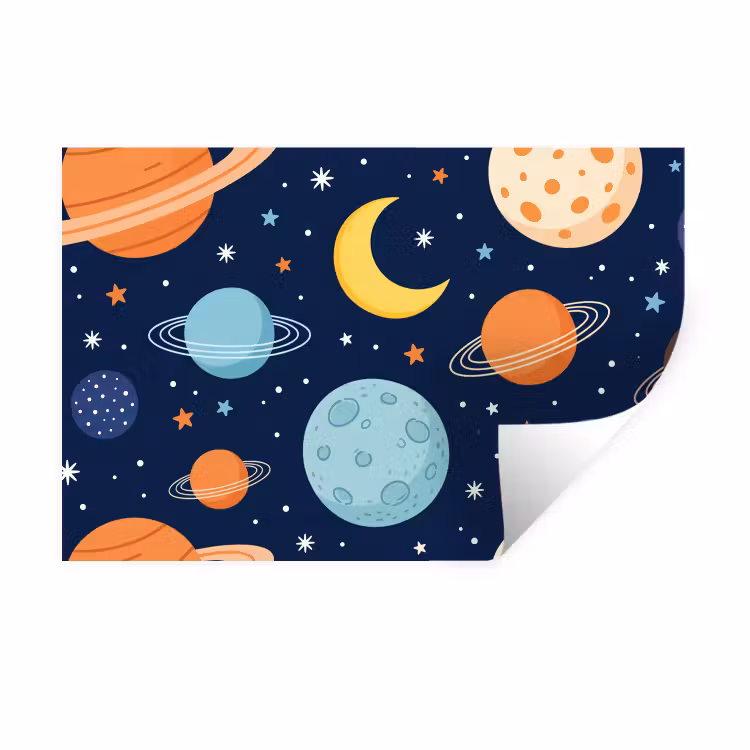 Ruimte - Planeten - Kleurrijk Muursticker klein -3d