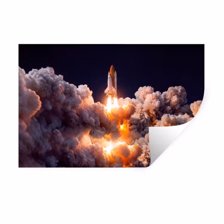 Wall Sticker - Spacecraft - Launch - Stars - Ruimtevaartuig - Lancering - Sterren Muursticker klein