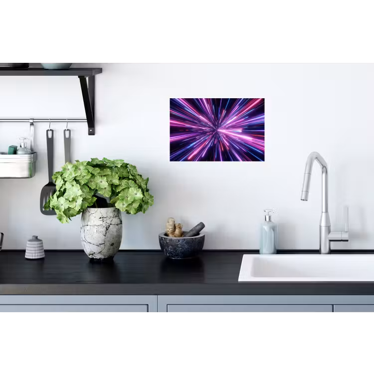 Lichtsnelheid - Ruimte - Roze - Paars Muursticker klein -keuken