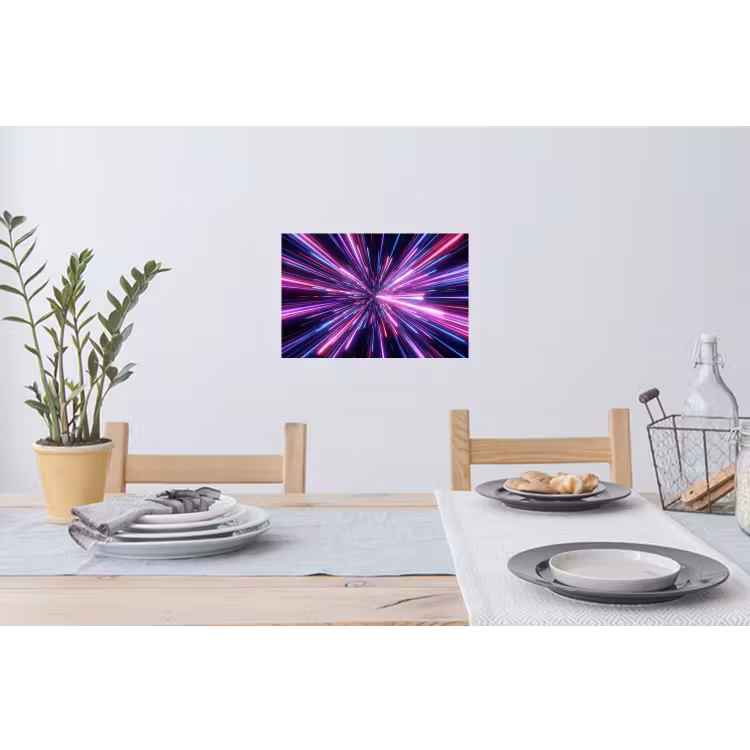 Lichtsnelheid - Ruimte - Roze - Paars Muursticker klein -eettafel