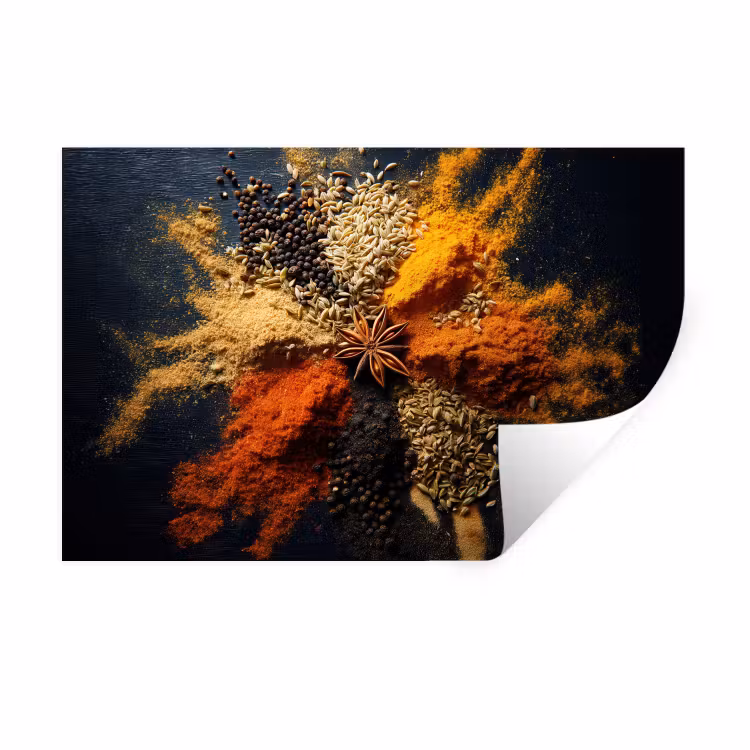 Specerijen - Explosie - Oranje Muursticker klein -3d
