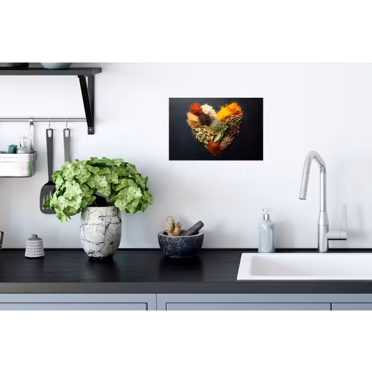 Specerijen - Mix - Hartvorm - Zwart Muursticker klein -keuken