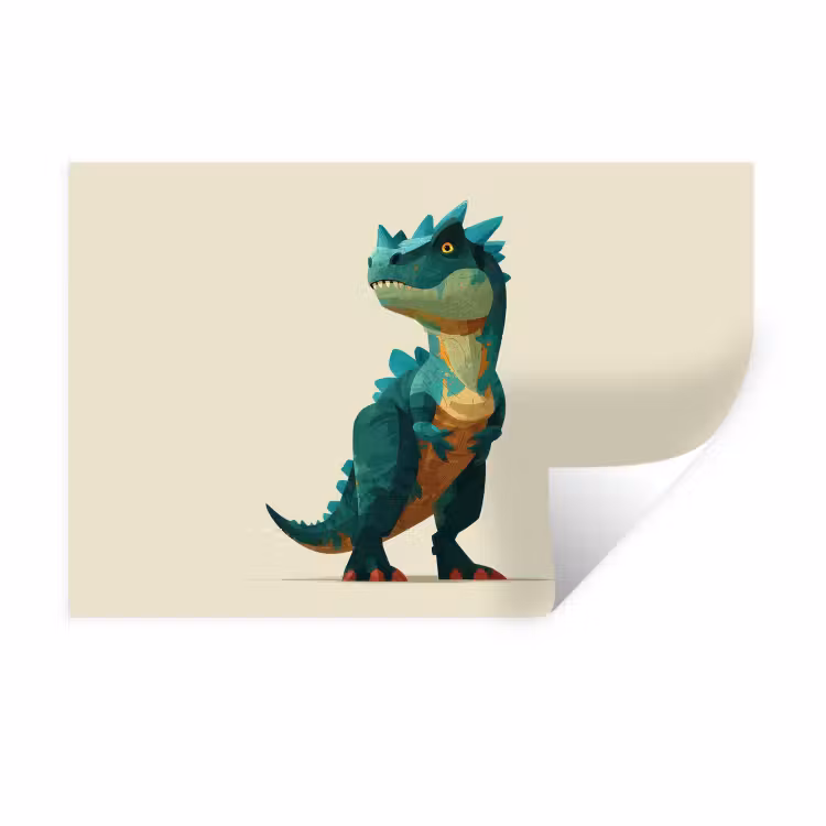 Stekels - Dino - Blauw - Gespierd Muursticker klein -3d