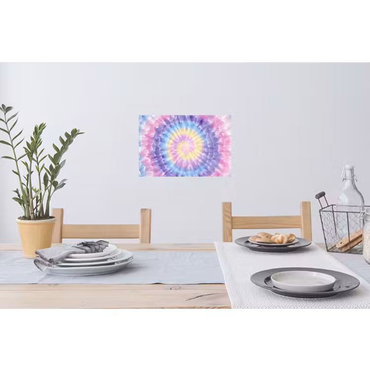 Spiraal - Tie dye - Pasteltinten Muursticker klein -eettafel