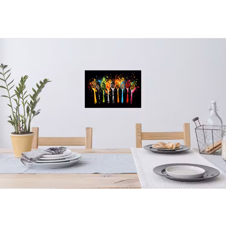 Lepels - Kruiden - Modern - Graffiti - Verf - Kleurrijk Muursticker klein -eettafel
