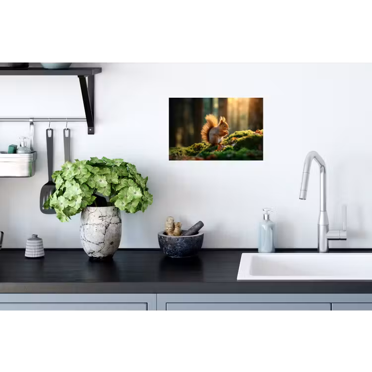 Eekhoorn - Nootje - Gras Muursticker klein -keuken