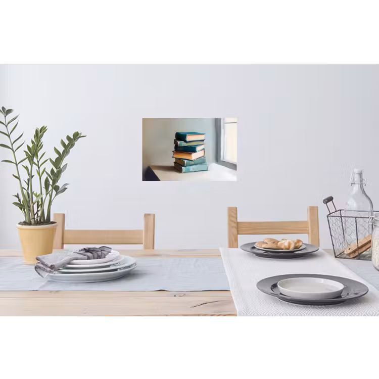 Stapel - Boeken - Groen - Daglicht Muursticker klein -eettafel