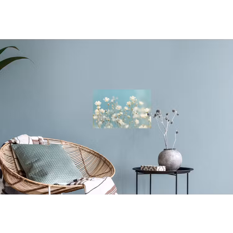 Stengels - Bloemen - Lucht - Wit Muursticker klein -plant