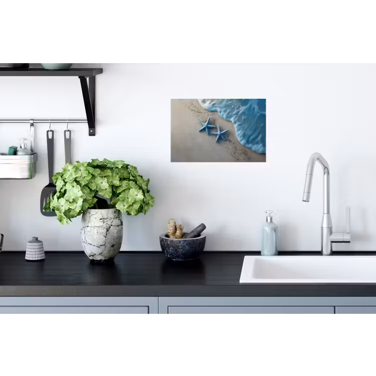 Zeesterren - Zand - Zee - Blauw Muursticker klein -keuken
