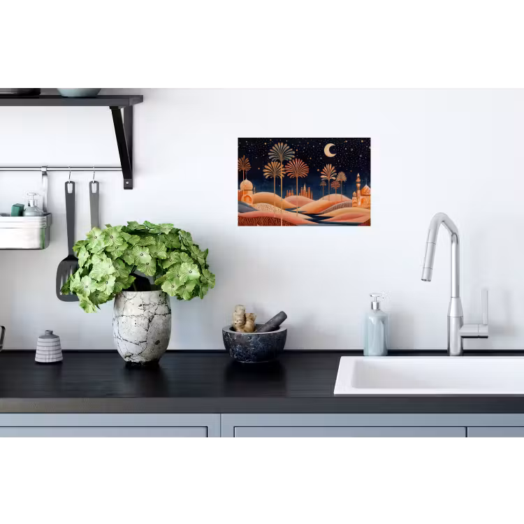 Sterrenhemel - Palmen - Rivier Muursticker klein -keuken