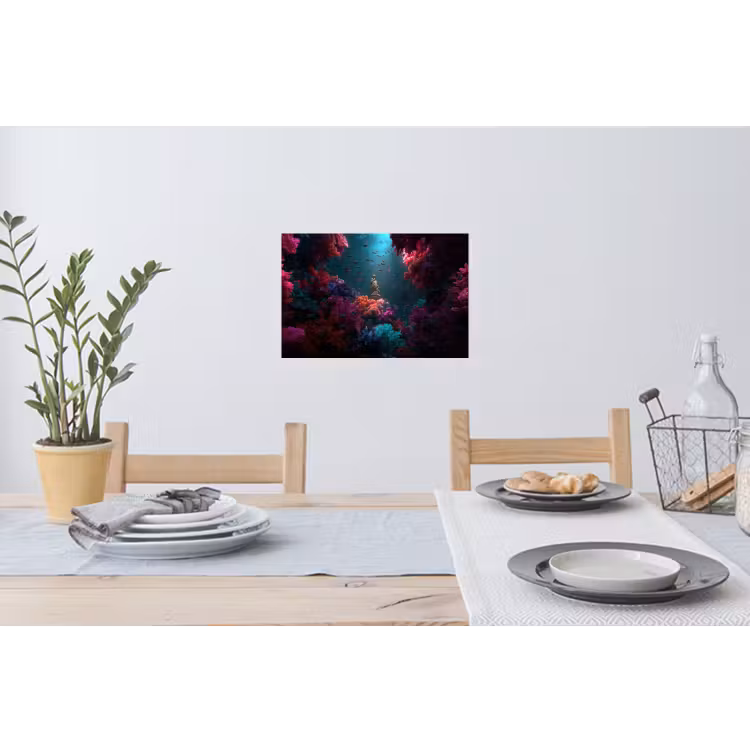 Standbeeld - Zeebodem - Koraal - Kleurrijk Muursticker klein -eettafel