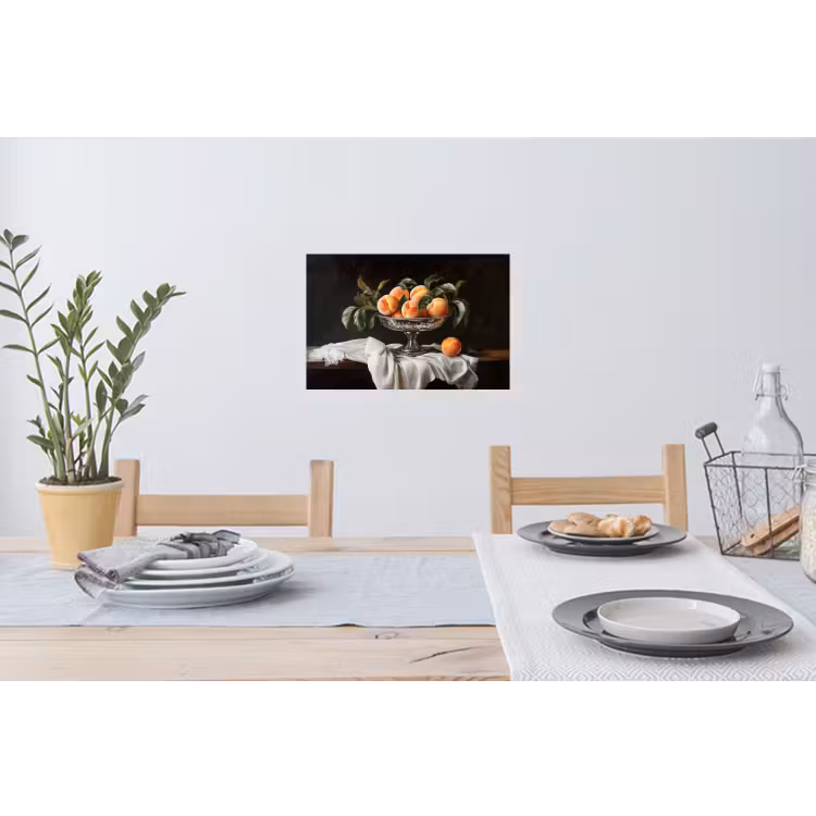 Stilleven - Perziken - Vintage Muursticker klein -eettafel