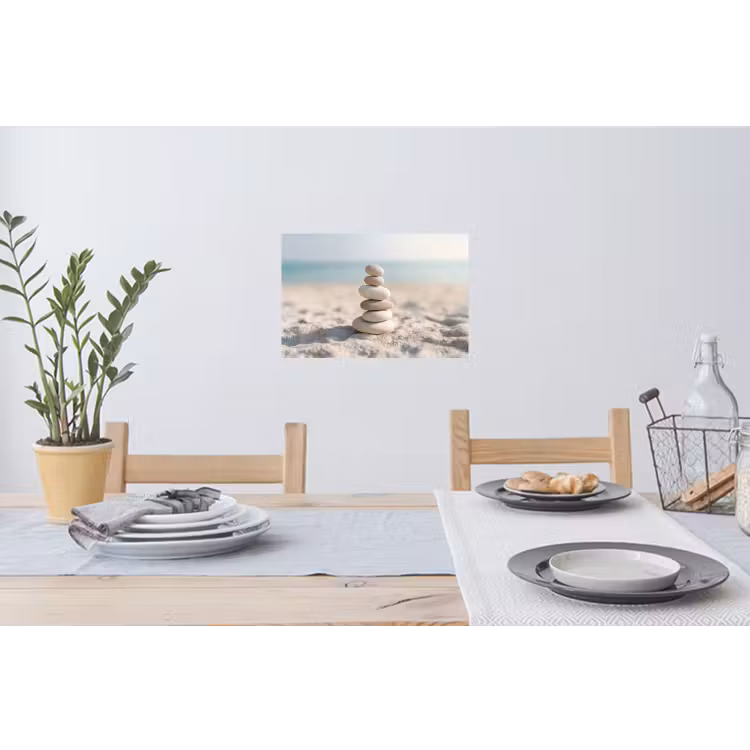 Stenen - Stapel - Zand - Zee Muursticker klein -eettafel