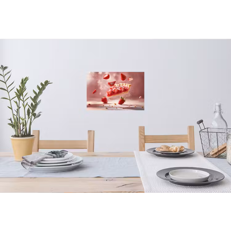 Aardbei - Taart- Eten - Roze Muursticker klein -eettafel