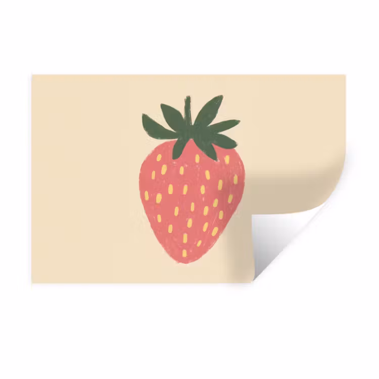 Aardbei - Minimalistisch - Rood - Fruit Muursticker klein -3d