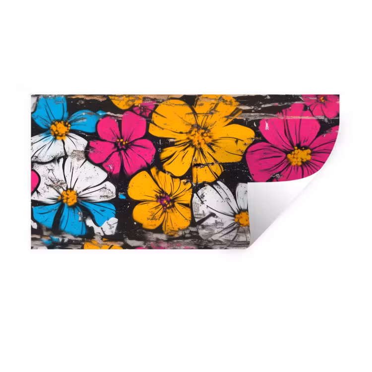 Street Art - Bloemen - Mix Muursticker klein -3d