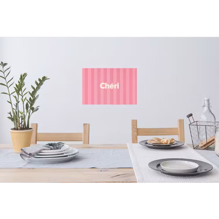Gestreept - Roze - Chéri Muursticker klein -eettafel