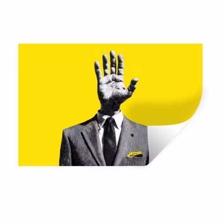 Pak - Hand - Geel Muursticker klein -3d