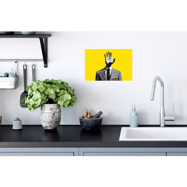 Pak - Hand - Geel Muursticker klein -keuken
