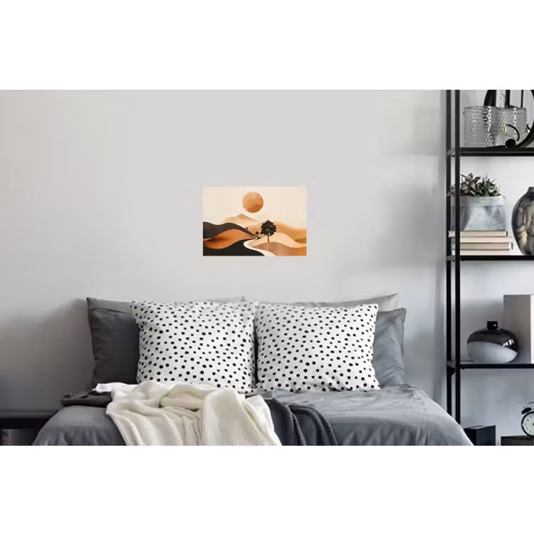Zon - Heuvels - Boom - Abstract Muursticker klein -slaapkamer