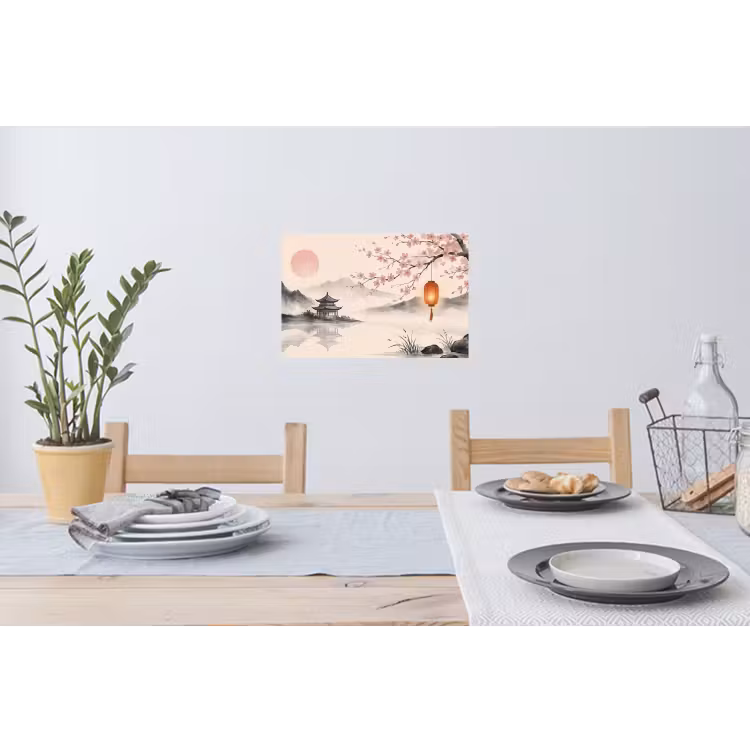 Zon - Japans - Traditioneel Muursticker klein -eettafel
