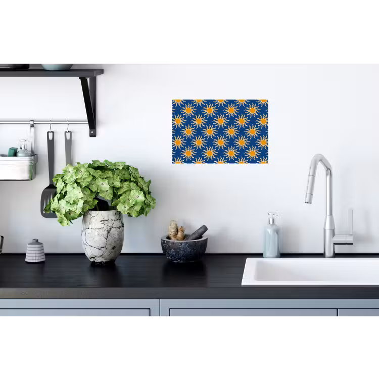 Zon - Patroon - Blauw Muursticker klein 286 -keuken