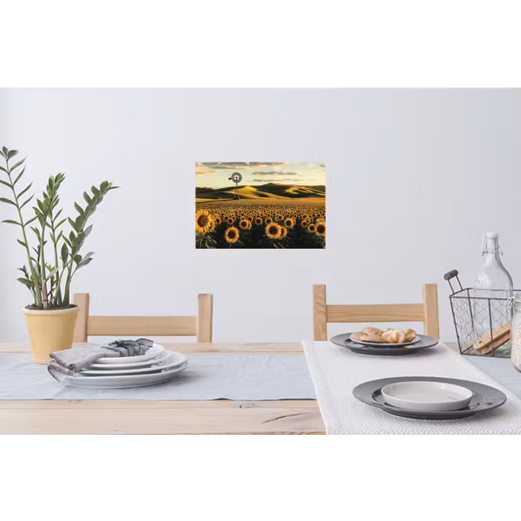 Zonnebloem - Veld - Windmolen Muursticker klein -eettafel