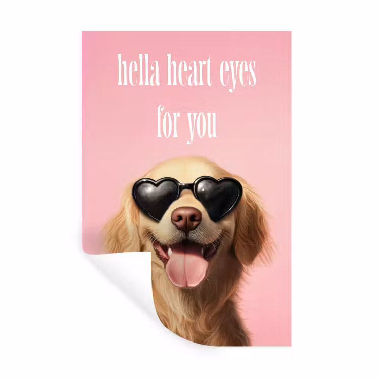 Zonnebril - Hartjes - Hond - Valentijn Muursticker klein -3d