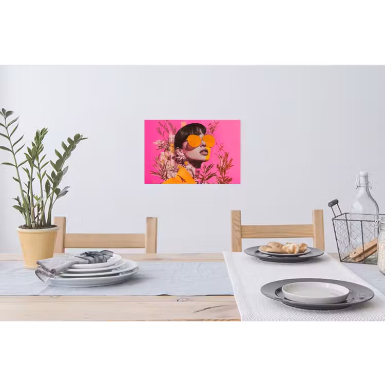 Zonnebril - Oranje - Vrouw - Planten Muursticker klein -eettafel