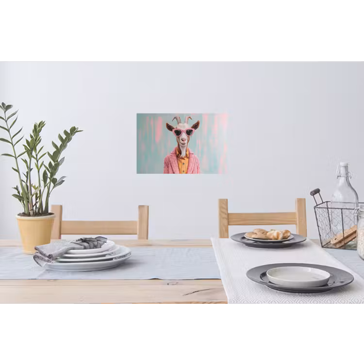 Zonnebril - Roze - Geit - Horen Muursticker klein -eettafel