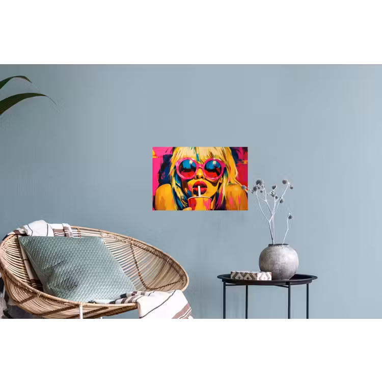 Zonnebril - Roze - Vrouw - Rietje Muursticker klein -plant