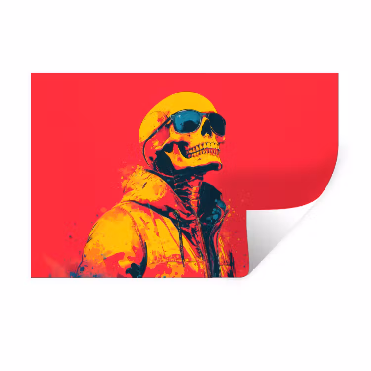 Zonnebril - Schedel - Jas - Rood Muursticker klein -3d