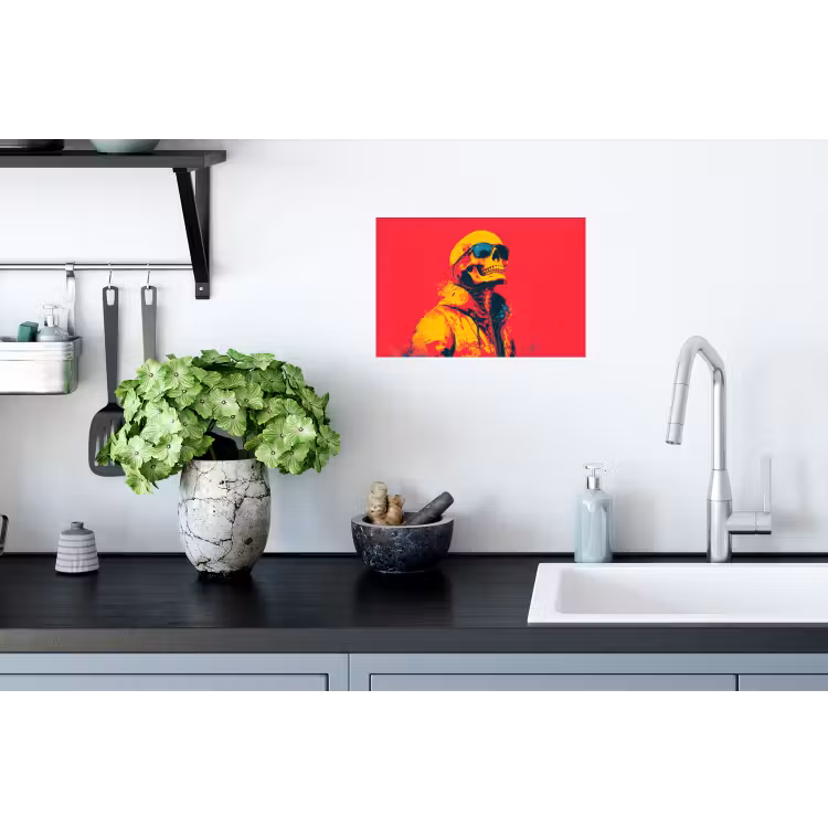 Zonnebril - Schedel - Jas - Rood Muursticker klein -keuken