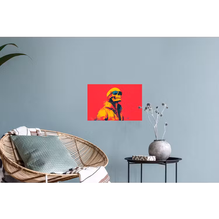 Zonnebril - Schedel - Jas - Rood Muursticker klein -plant