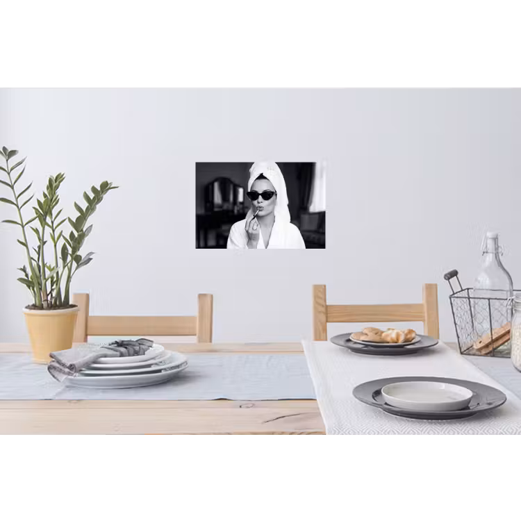 Zonnebril - Vrouw - Zwart - Wit Muursticker klein -eettafel