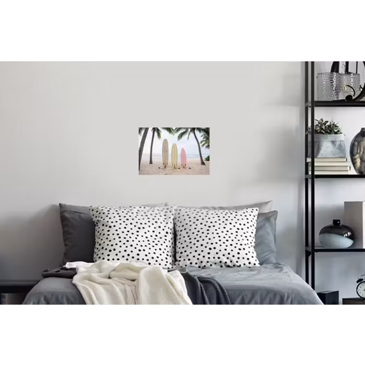 Surfboard - Palmbomen - Kleurrijk Muursticker klein -slaapkamer