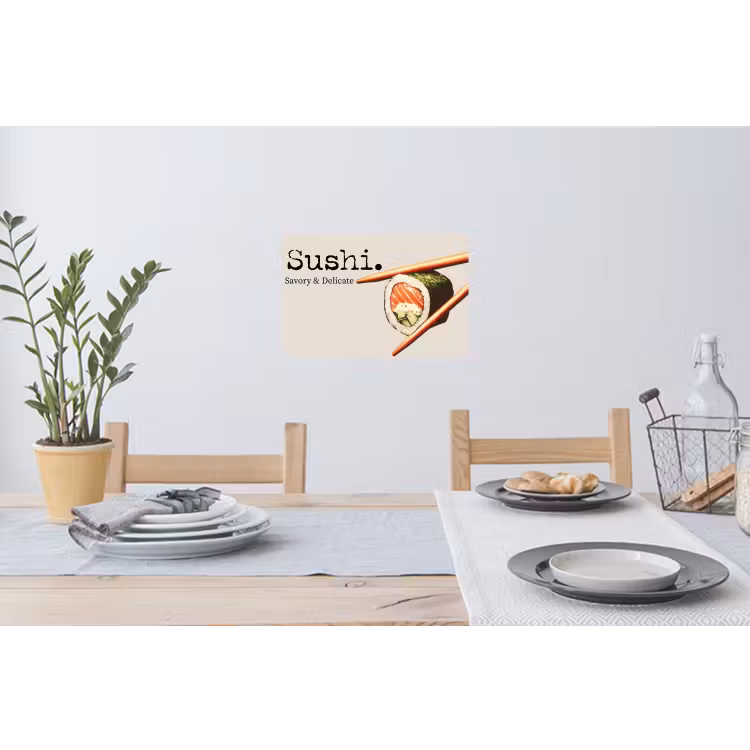 Sushi - Zalm - Rijst - Japans Muursticker klein -eettafel