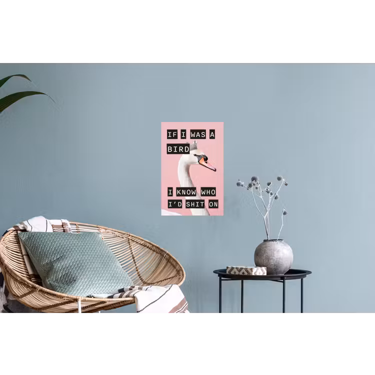 Zwaan - Vogel - Decoratie - Roze Muursticker klein -plant