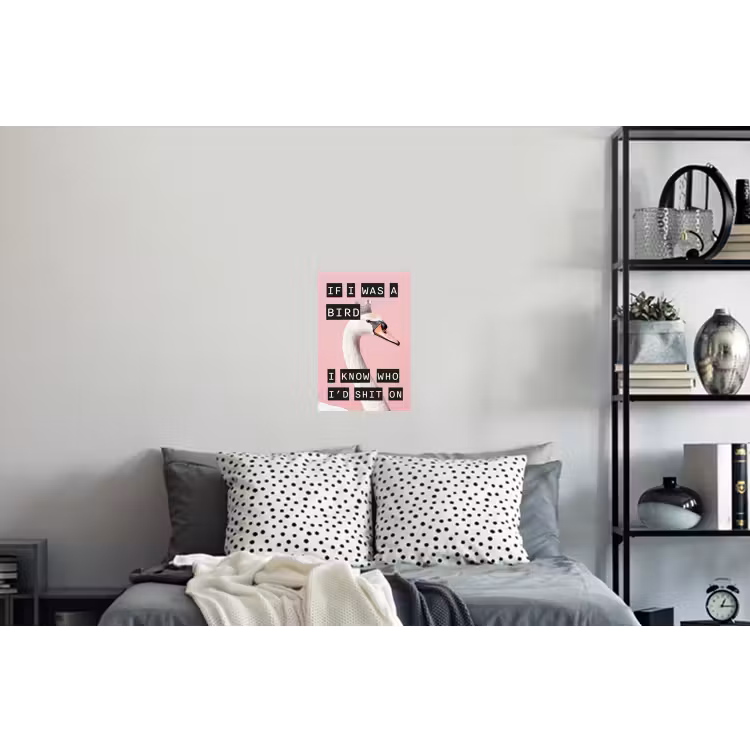 Zwaan - Vogel - Decoratie - Roze Muursticker klein -slaapkamer