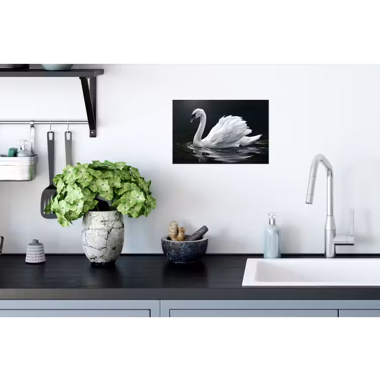 Zwaan - Water - Natuur - Realistisch - Wit Muursticker klein -keuken