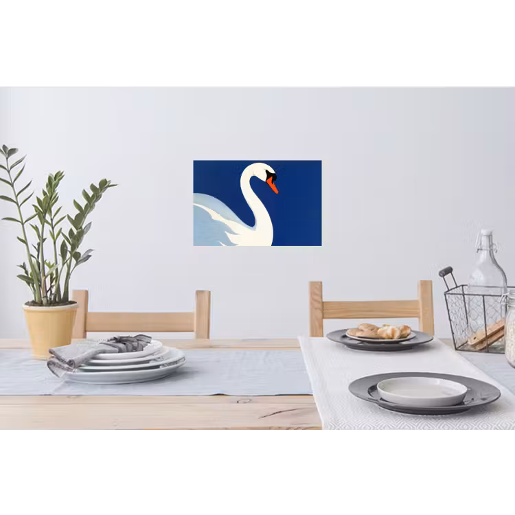 Zwaan - Wit - Snavel - Illustratie Muursticker klein -eettafel