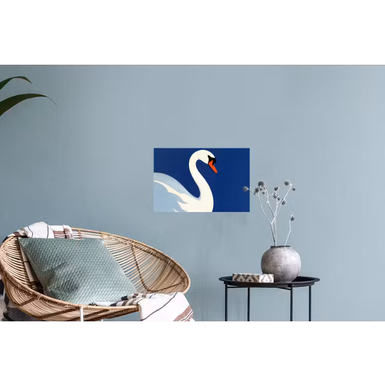 Zwaan - Wit - Snavel - Illustratie Muursticker klein -plant