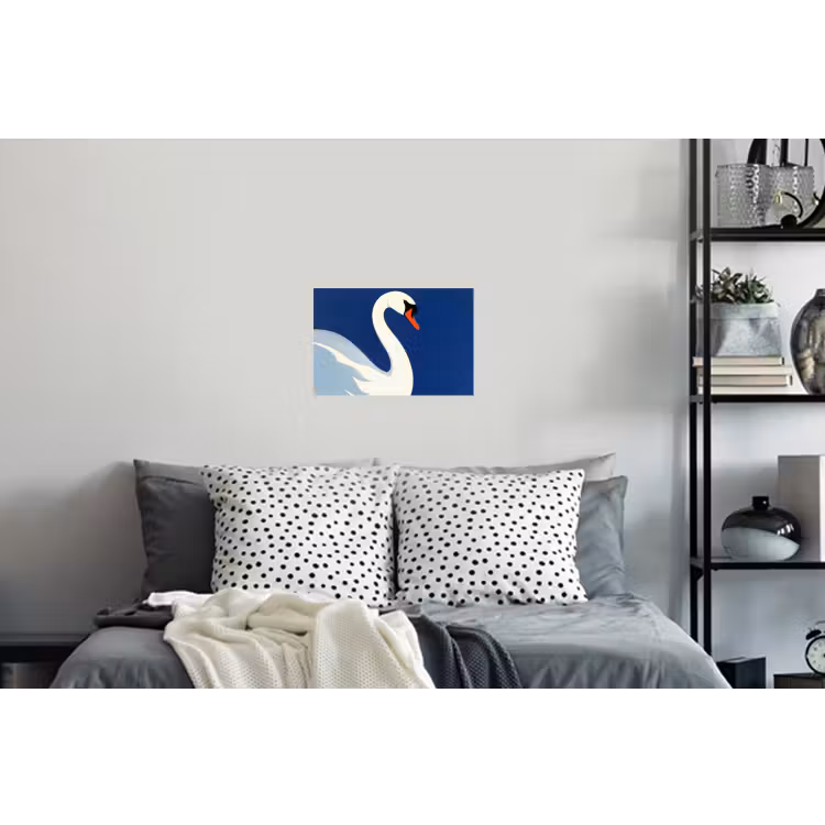 Zwaan - Wit - Snavel - Illustratie Muursticker klein -slaapkamer